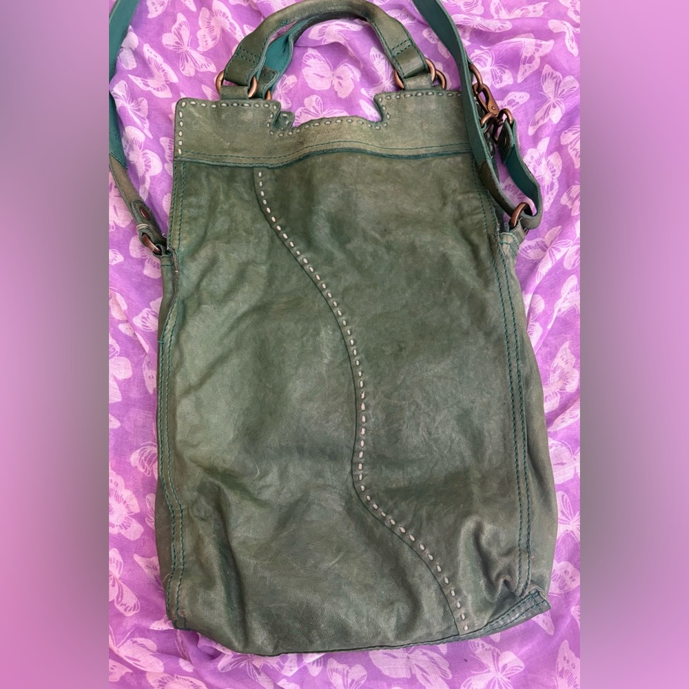 Lucky Brand Abbey Road Lambskin Green Leather Women's Bag